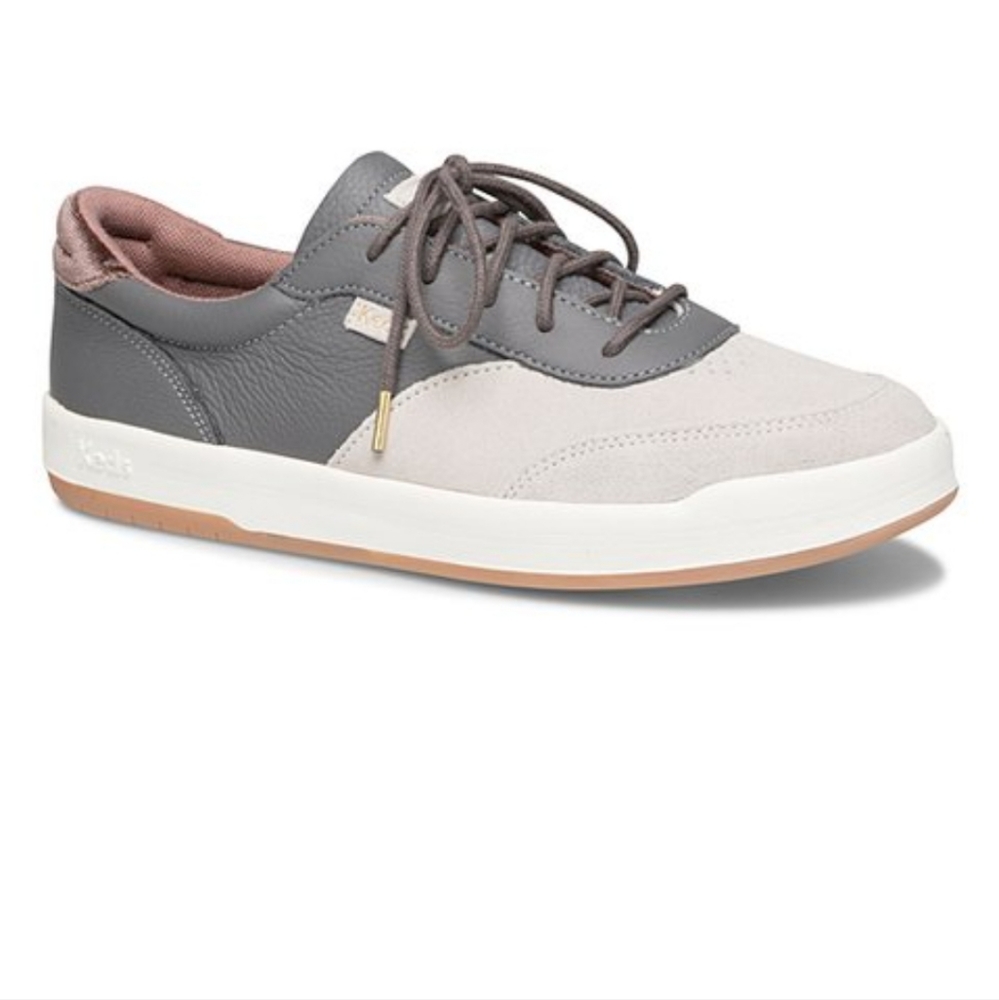 Women's Keds Match Point Colorblock Leather Fashion Sneaker Gray Size 7.5